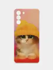 Желтый силиконовый чехол на Samsung Galaxy S21 / Самсунг S21 прозрачный с рисунком, защита камеры