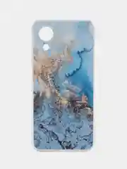 Голубой силиконовый чехол на Oppo A17K/Оппо A17К, прозрачный, с рисунком, защита камеры