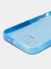 Лазурный чехол MagSafe для iPhone 13 кожаный BROSCORP с бортиком защитой камер микрофиброй, экокожа