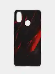 Красный силиконовый чехол на Xiaomi Mi 8 / Сяоми Ми 8 прозрачный, с рисунком, защита камеры