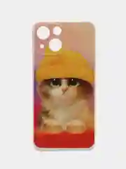 Желтый силиконовый чехол на iPhone 13 mini / Айфон 13 mini, с рисунком, защита камеры