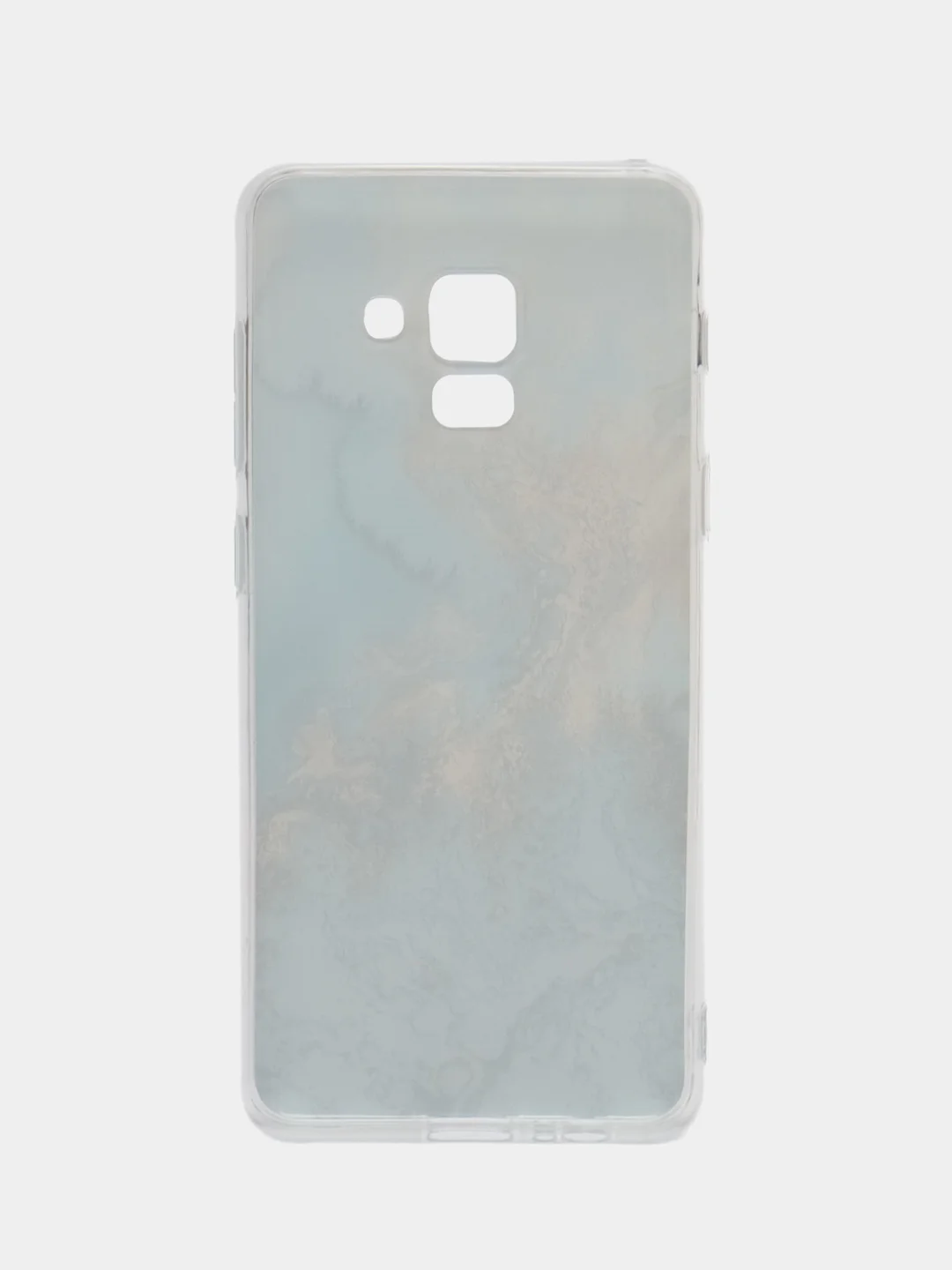 Голубой силиконовый чехол на Samsung Galaxy A8 2018 / Самсунг A8 2018 с рисунком, защита камеры