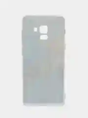Голубой силиконовый чехол на Samsung Galaxy A8 2018 / Самсунг A8 2018 с рисунком, защита камеры