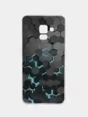 Бирюзовый силиконовый чехол на Samsung Galaxy A8 2018 / Самсунг A8 2018 с рисунком, защита камеры