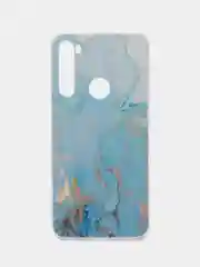 Светло-синий силиконовый чехол на Xiaomi Redmi Note 8 / Сяоми Редми Нот 8 с рисунком, защита камеры