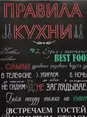 Черный картина на холсте "Правила кухни"