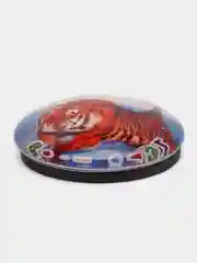 Красный магнитик круг в стекле символикой Тигренка / удачи