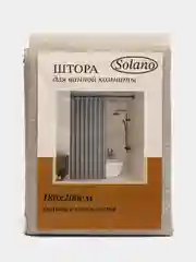 Бежевый штора для ванной комнаты тканевая Solano, 180 х 200 см, c кольцами, текстура льна, с утяжелителем