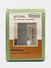 Лесной зеленый штора для ванной комнаты тканевая Solano, 180 х 200 см, c кольцами, текстура льна, с утяжелителем