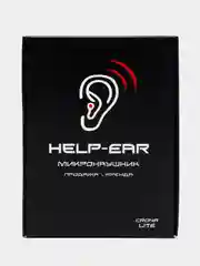 Черный микронаушник магнитный Help-Ear Crona Lite проводной, на батарейке, встроенный микрофон