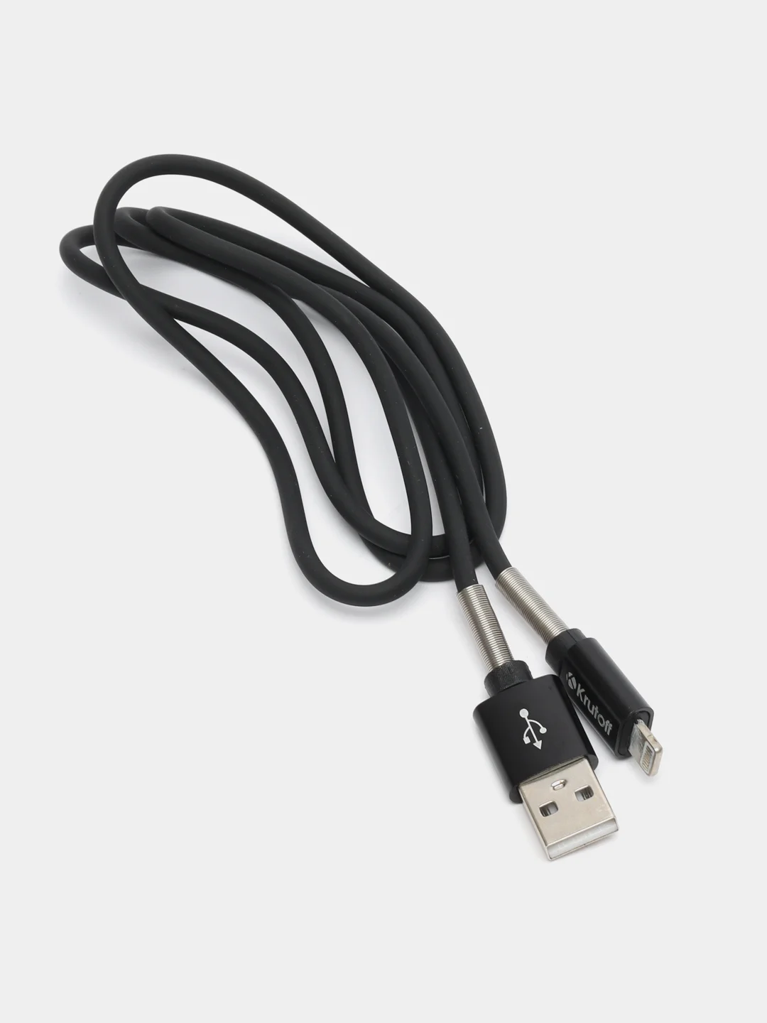 Черный usb кабель lightning Krutoff Spring, черный