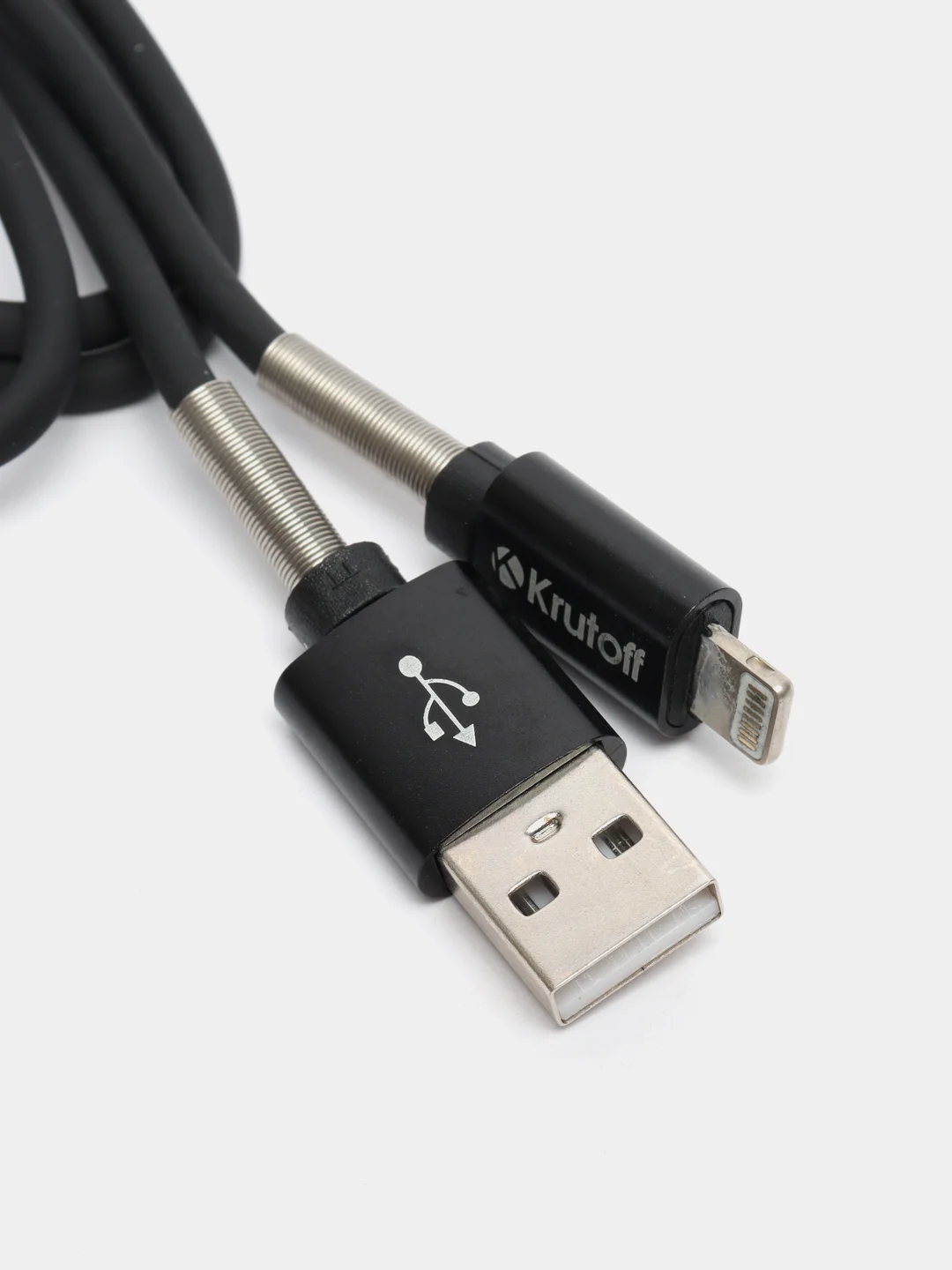 Черный usb кабель lightning Krutoff Spring, черный