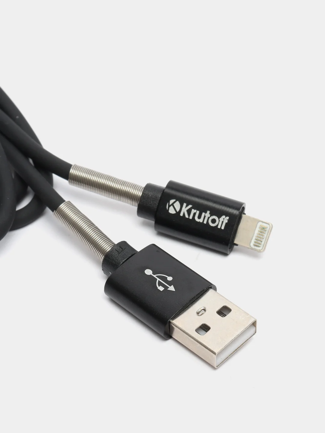 Черный usb кабель lightning Krutoff Spring, черный