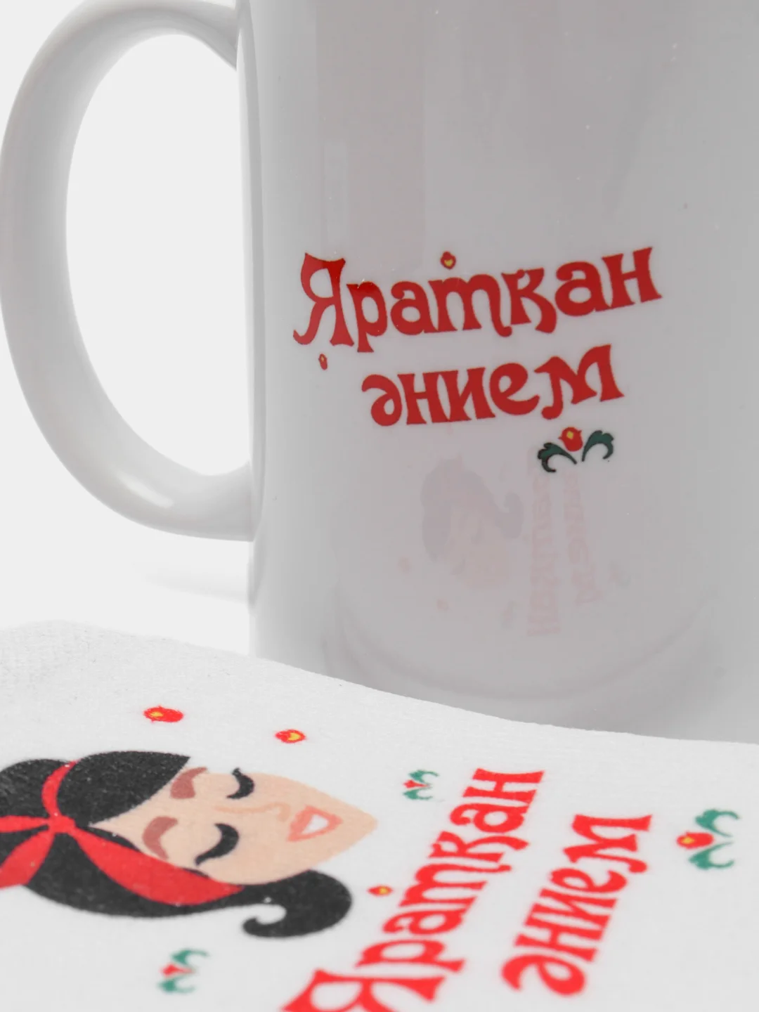 Красный подарочный набор 2 в 1 маме на татарском языке, 4 вида