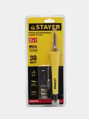 Прибор для выжигания Stayer MaxTerm 30Вт, 3в1 в наборе: 5 насадок + термонож