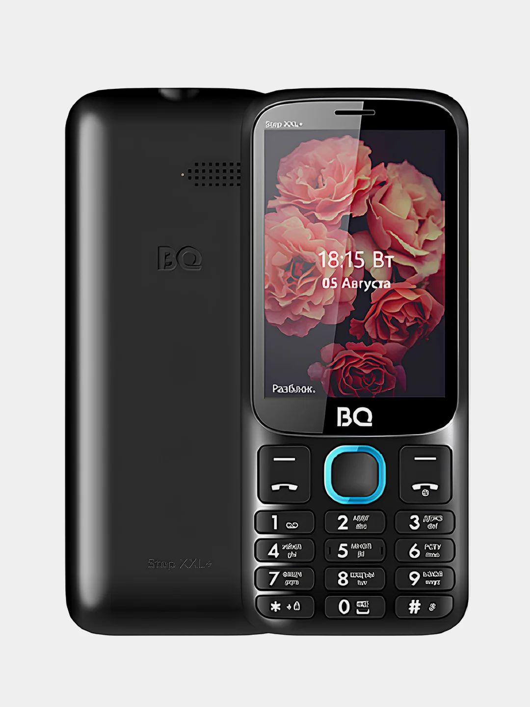 Синий телефон BQ 3590 Step XXL+, кнопочный, без камеры, 3.5 дюйма
