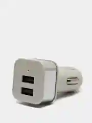 Серебряный автомобильное зарядное устройство 2xUSB с индикатором 1А, 2.1А / Автомобильный адаптер