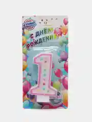 Кораллово-розовый свеча для торта "Горошек", цифры 1, 2, 3