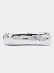 Серебряный пенал мягкий 1 отделение, 80 х 190 х 30 мм, кожзам зеркальный