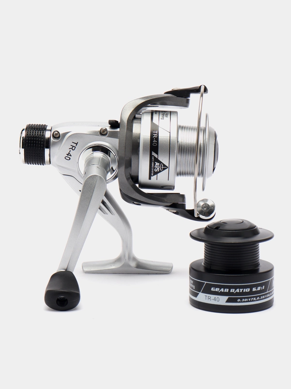 AZOR FISHING катушка безынерционная, с задним фрикционом, "Тур" TR-40, 2 шпули, пластик