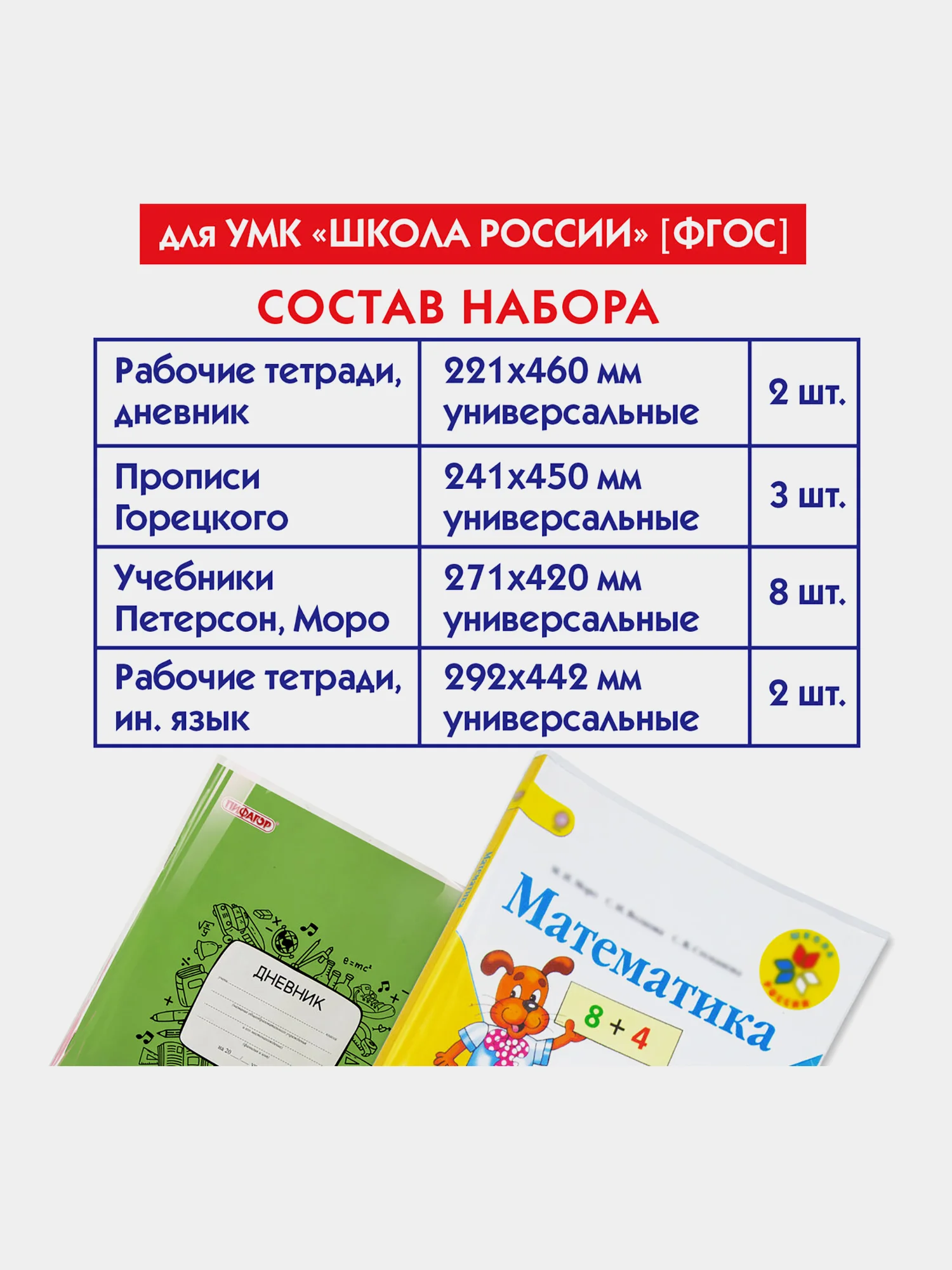 Обложки плотные прозрачные для тетради, дневника, учебника школьные, 15 штук, Пифагор 271264