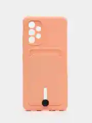 Пудровый силиконовый противоударный чехол для Samsung Galaxy А32 4G (Самсунг А32 4G), с карманом