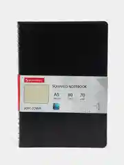 Тетрадь А5 (148x218мм), BRAUBERG Office PRO, под кожу, гребень, 80л, черная, 111046