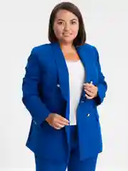 Синий костюм брючный классический женский, большие размеры