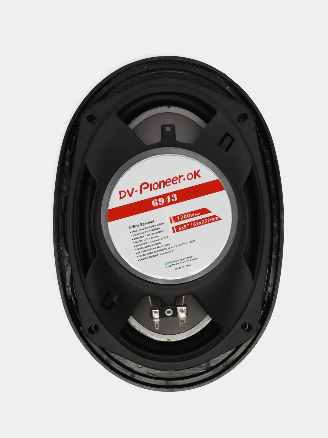 Автомобильные колонки DV-Pioneer.ok 6943, комплект 2 шт, 163мм*237 мм, 6*9 дюймов, 1200 Вт