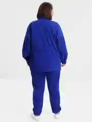 Синий вельветовый костюм женский, большой размер