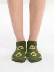 Зеленый носки короткие, женские, с принтами, хлопковые