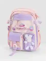 Розовый школьный рюкзак для девочек с мягкой игрушкой