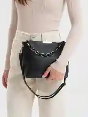 Черный сумка женская через плечо SAYME с цепью, брелок на сумку, для ключей