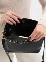 Черный сумка женская через плечо SAYME с цепью, брелок на сумку, для ключей