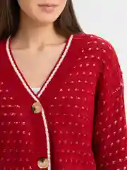 Красный кардиган женский длинный