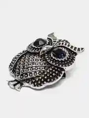 Серебряный брошь женская "Сова", брошка 2*3см