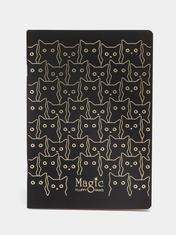 Тетрадь 40 л, А5, клетка "Black cat", матовая ламинация