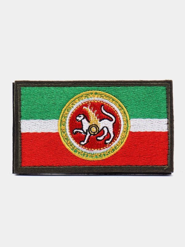Нашивка на липучке флаг РТ, Татарстан, с гербом, 9 х 5 см