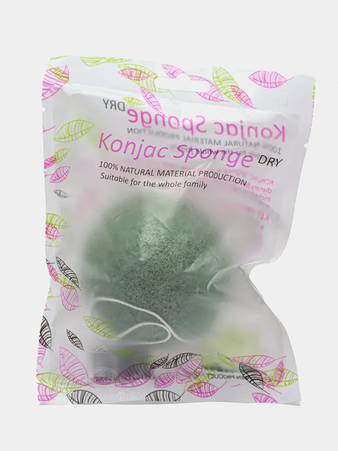 Зеленый конжаковый спонж для умывания