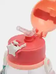 Коралловый меланж детская бутылка-поильник непроливайка для воды с силиконовой трубочкой и рожками, 600 мл