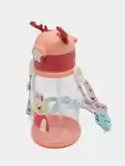 Коралловый меланж детская бутылка-поильник непроливайка для воды с силиконовой трубочкой и рожками, 600 мл