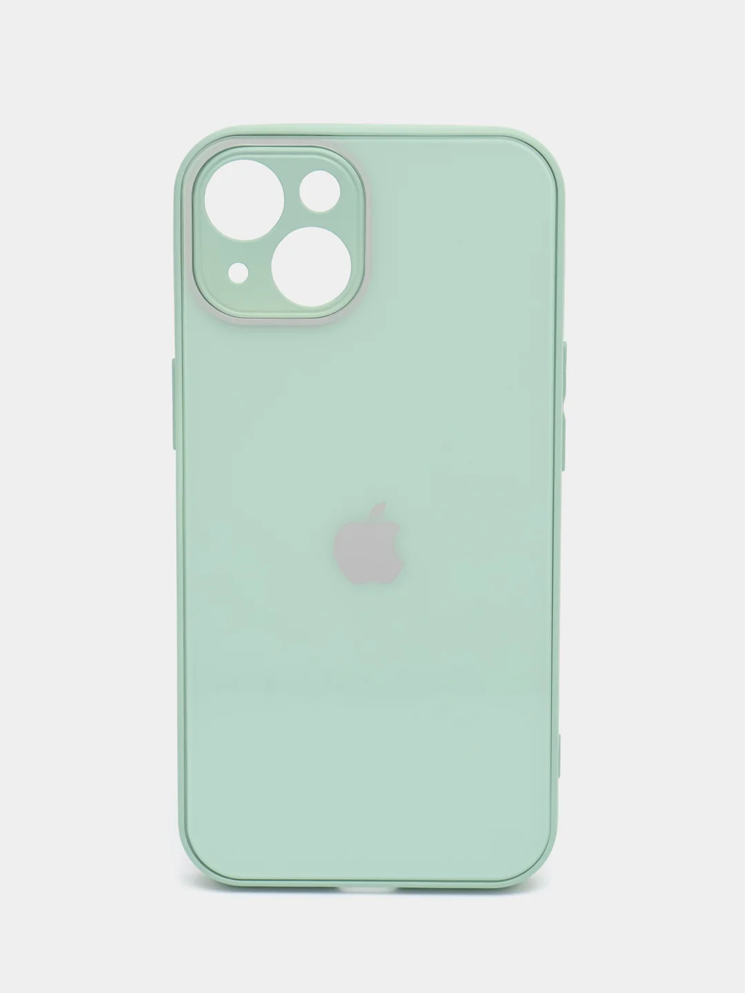 Мятный силиконовый чехол на iPhone 14, 14 Plus, 14 Pro, 14 Pro Max, со стеклянной панелью