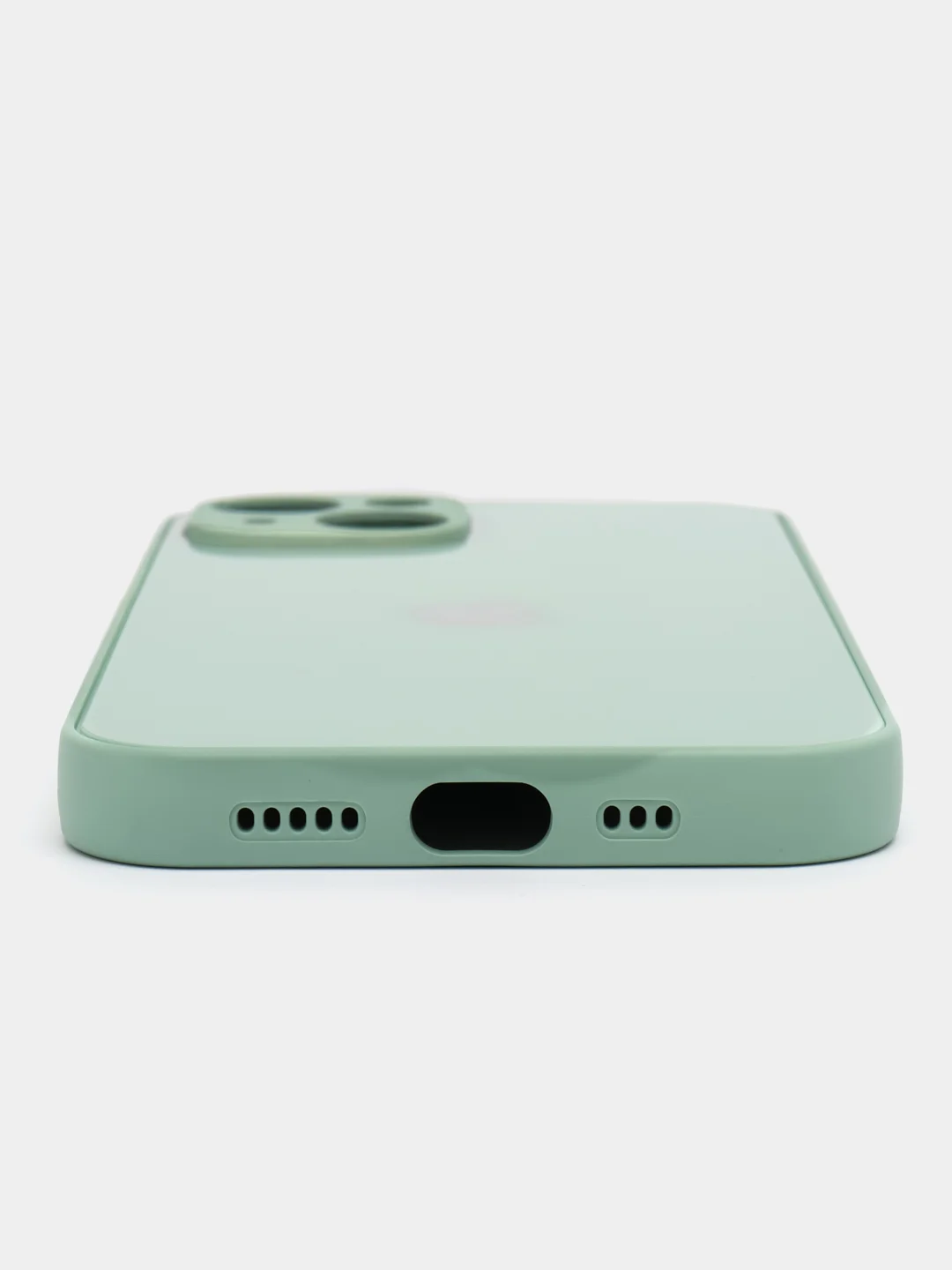 Мятный силиконовый чехол на iPhone 14, 14 Plus, 14 Pro, 14 Pro Max, со стеклянной панелью