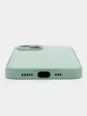 Мятный силиконовый чехол на iPhone 14, 14 Plus, 14 Pro, 14 Pro Max, со стеклянной панелью