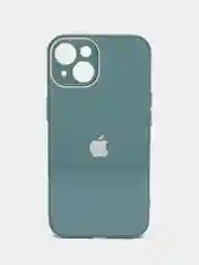 Тёмно-зелёный силиконовый чехол на iPhone 14, 14 Plus, 14 Pro, 14 Pro Max, со стеклянной панелью