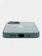 Тёмно-зелёный силиконовый чехол на iPhone 14, 14 Plus, 14 Pro, 14 Pro Max, со стеклянной панелью