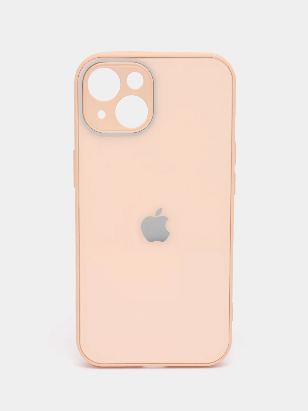 Кремовый силиконовый чехол на iPhone 14, 14 Plus, 14 Pro, 14 Pro Max, со стеклянной панелью