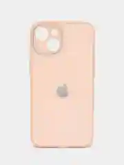 Кремовый силиконовый чехол на iPhone 14, 14 Plus, 14 Pro, 14 Pro Max, со стеклянной панелью