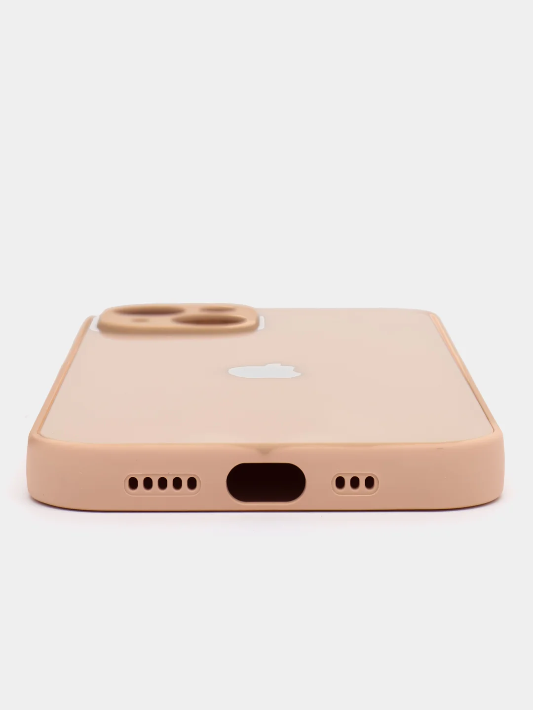 Кремовый силиконовый чехол на iPhone 14, 14 Plus, 14 Pro, 14 Pro Max, со стеклянной панелью