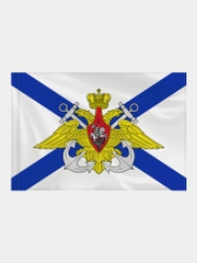 Флаг ВМФ России Андреевский флаг с эмблемой, большой, 90 х 135 см, полиэстер, Staff, 550234